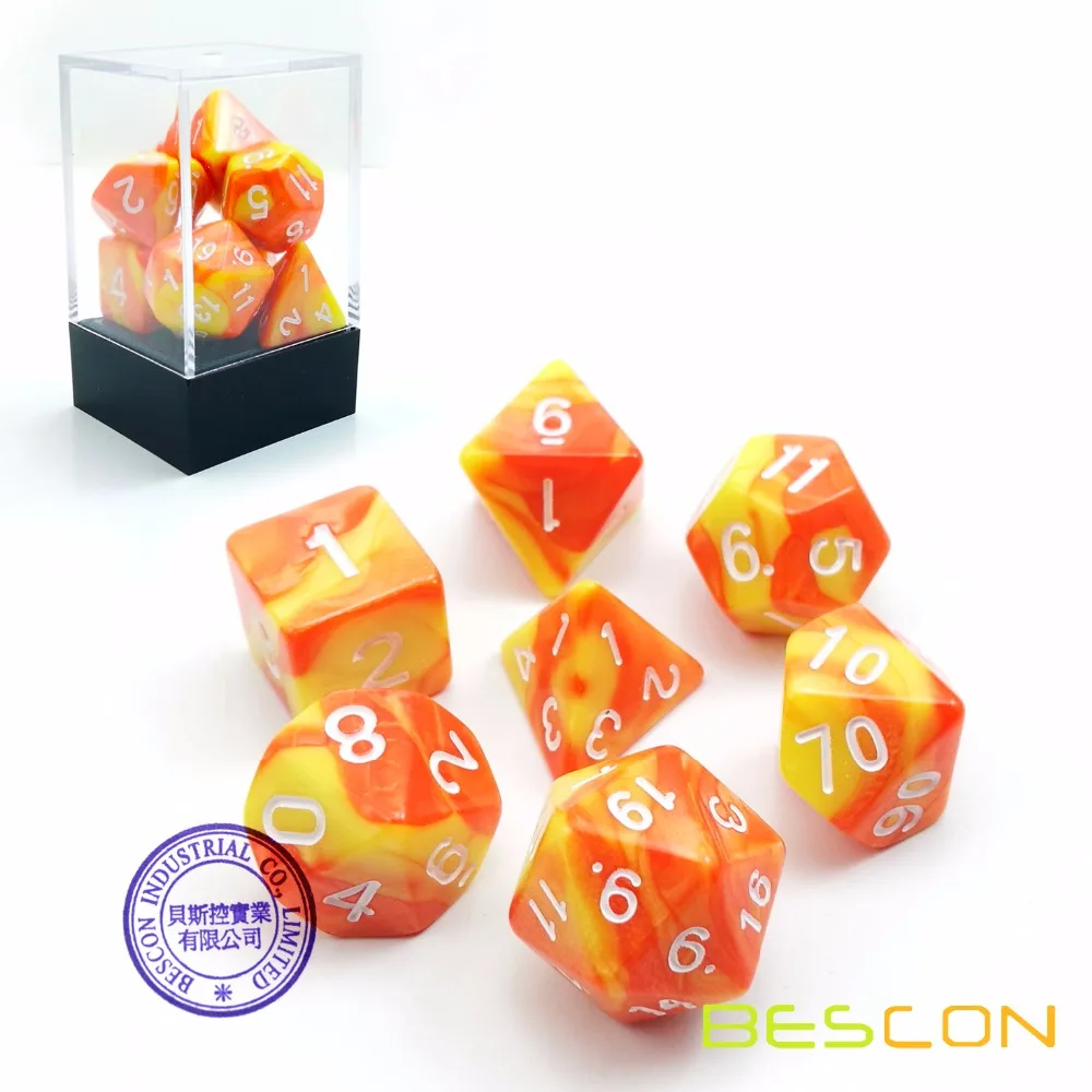 Bescon Gemini многогранные кости набор шафран двухтональный костей для ролевых игр 7 d4