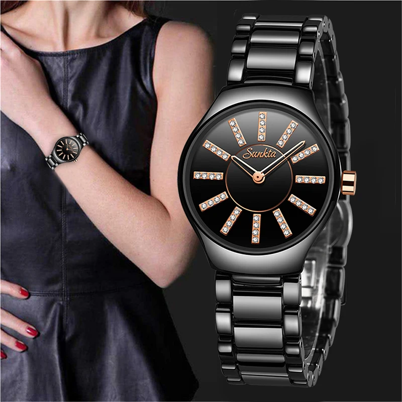 SUNKTA New Fashion 2021Luxury Brand Rhinestone Watches Women Ceramics Quartz Watch Ladies Dress Bracelet Clock Zegarek Damski
SUNKTA New Fashion 2021Luxury Brand Rhinestone Watches Women Ceramics Quartz Watch Ladies Dress Bracelet Clock Zegarek Damski