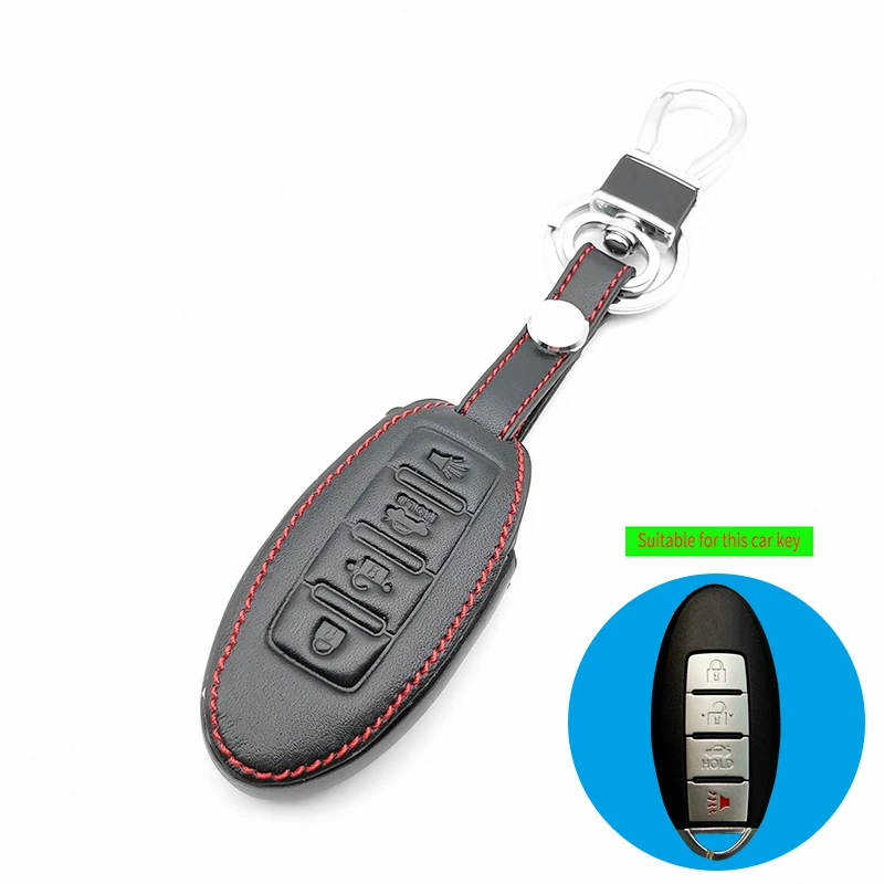 Кожаный чехол для ключей подходит Nissan Altima Armada Gt-r Maxima Murano Patrol Rogue Leaf Versa 370z Sentra 4