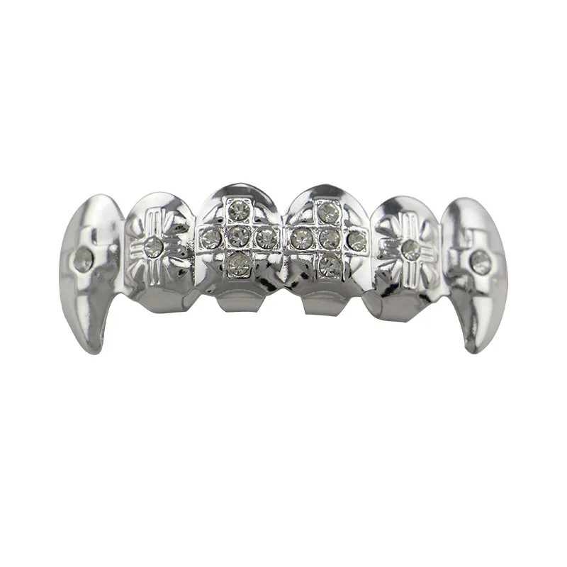 Hip Hop rapper Teeth Grillz Set cross crystal 2 rhinestone Top Bottom Mouth Teeth Grills Fashion Removable Dental Grills YT0010
Hip Hop rapper Teeth Grillz Set cross crystal 2 rhinestone Top Bottom Mouth Teeth Grills Fashion Removable Dental Grills YT0010