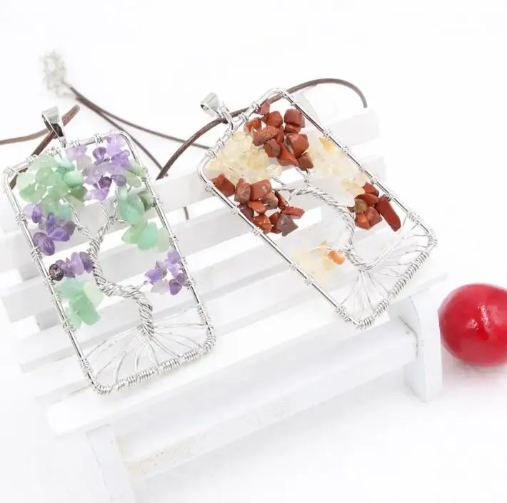 Diy handmade natural stone rectangular stone life tree necklace crystal fay tree copper pendant
Diy handmade natural stone rectangular stone life tree necklace crystal fay tree copper pendant