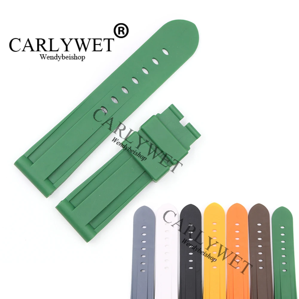 CARLYWET 24 мм серый белый черный желтый оранжевый коричневый зеленый водонепроницаемый силиконовый резиновый сменный ремешок для часов Luminor
CARLYWET 24 мм серый белый черный желтый оранжевый коричневый зеленый водонепроницаемый силиконовый резиновый сменный ремешок для часов Luminor