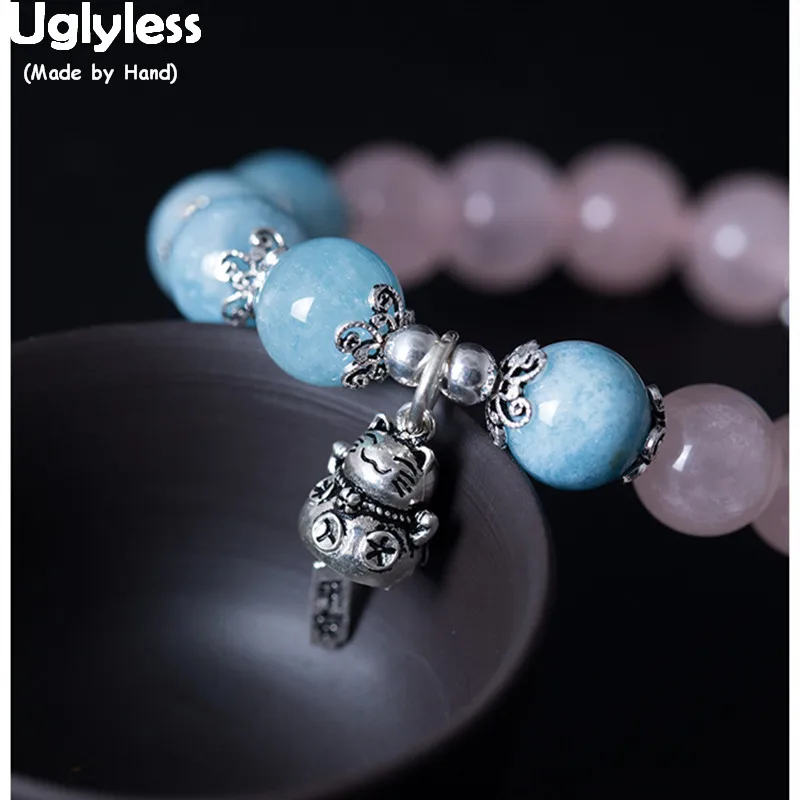 Uglyless 100% Real 925 Sterling Silver Lucky Cat Bracelets for Women Beading Crystal Balls Bangle Thai Silver Bell Fine Jewelry
Uglyless 100% Real 925 Sterling Silver Lucky Cat Bracelets for Women Beading Crystal Balls Bangle Thai Silver Bell Fine Jewelry