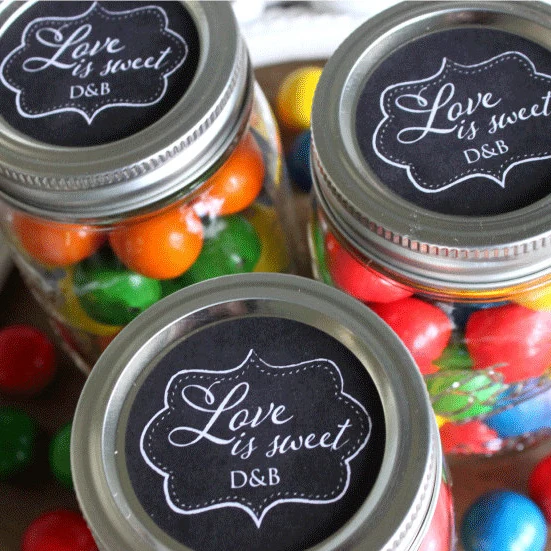 Заказные Свадебные стикеры на банки с надписью Love is Sweet Candy Buffet Favor стиль халкборда