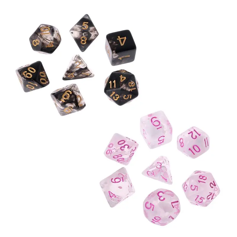 7 Pcs/Set Game Dice Transparent Fashion Dices Multi-side Desktop Games Party Play Gifts Polyhedral Dice Black/Pink
7 Pcs/Set Game Dice Transparent Fashion Dices Multi-side Desktop Games Party Play Gifts Polyhedral Dice Black/Pink