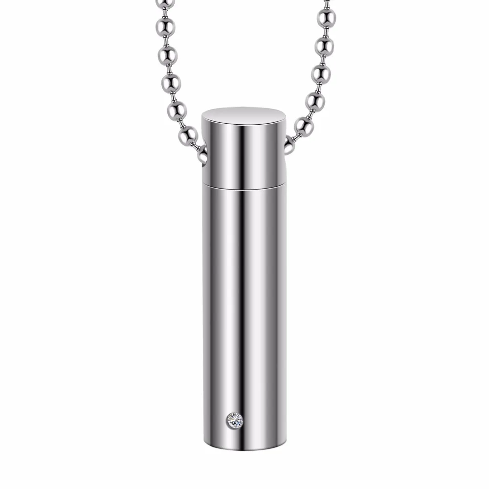 Men Stainless Steel Jewelry Cylinder Crystal Memorial Urn Pendant Slide Screw Opens Necklace Ash Case Holder
Men Stainless Steel Jewelry Cylinder Crystal Memorial Urn Pendant Slide Screw Opens Necklace Ash Case Holder
