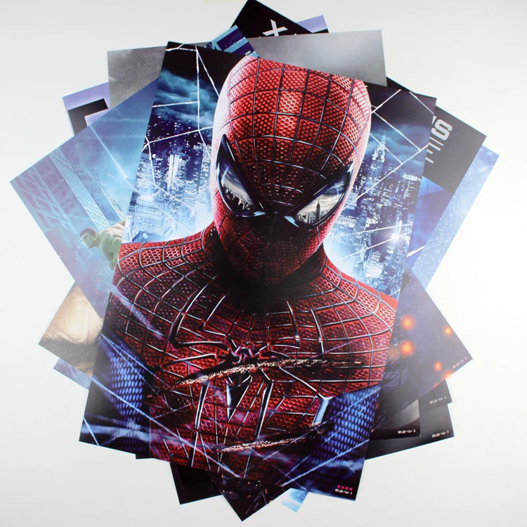 8*(42x29 см) Серия Marvel Heroes Росомаха Халк Тор Человек паук 8 установлен плакат стикеры