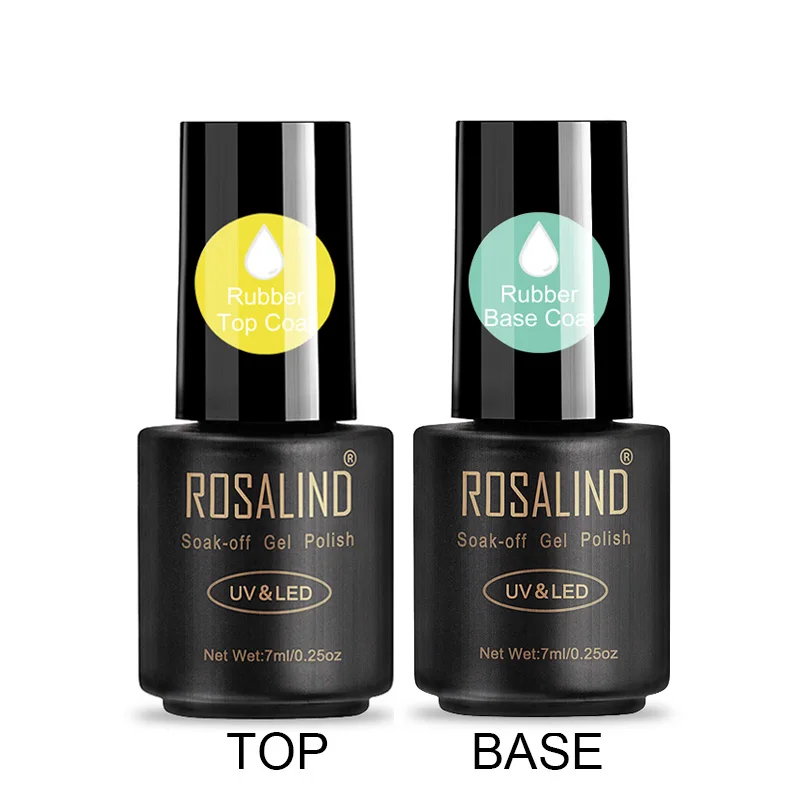 ROSALIND 2 шт. верхнее и Базовое покрытие гель лаки 7 мл прозрачное для ногтей