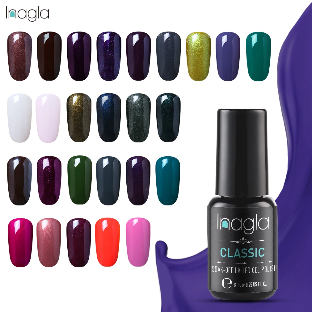 Inagla 8 мл чистый цвет серия Гель лак для ногтей УФ светодиодный Soak off гель Vernis полу