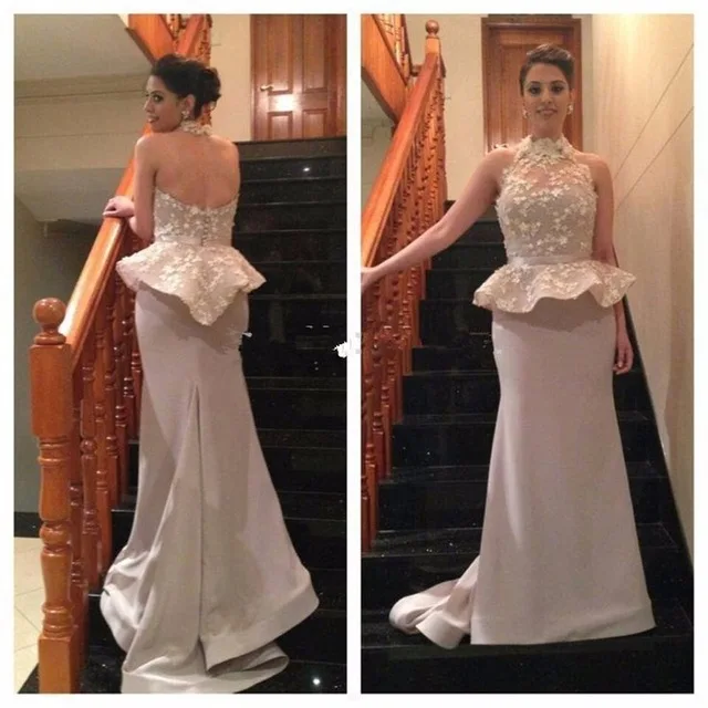 Уникальный Холтер Кружева Баски Вечернее Платье Длинные PromDresses для Женщин С