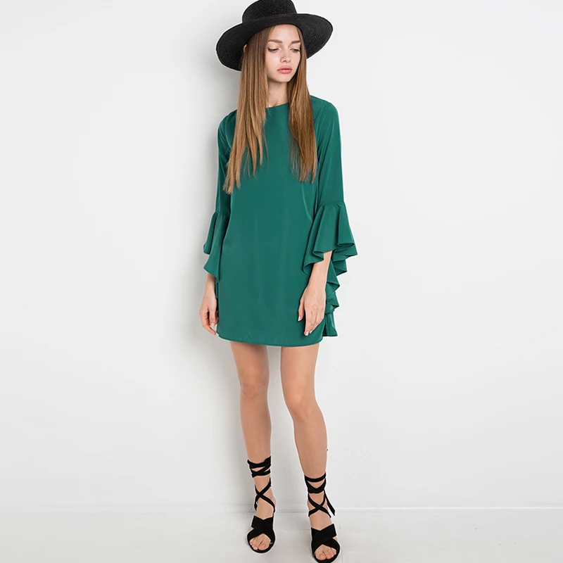 Custom Made Fashion Flash Brief Flare Sleeves Loose Mini Elegant Women Dress Solid Color Plus Size Spring Summer Autumn Vestidos
Custom Made Fashion Flash Brief Flare Sleeves Loose Mini Elegant Women Dress Solid Color Plus Size Spring Summer Autumn Vestidos