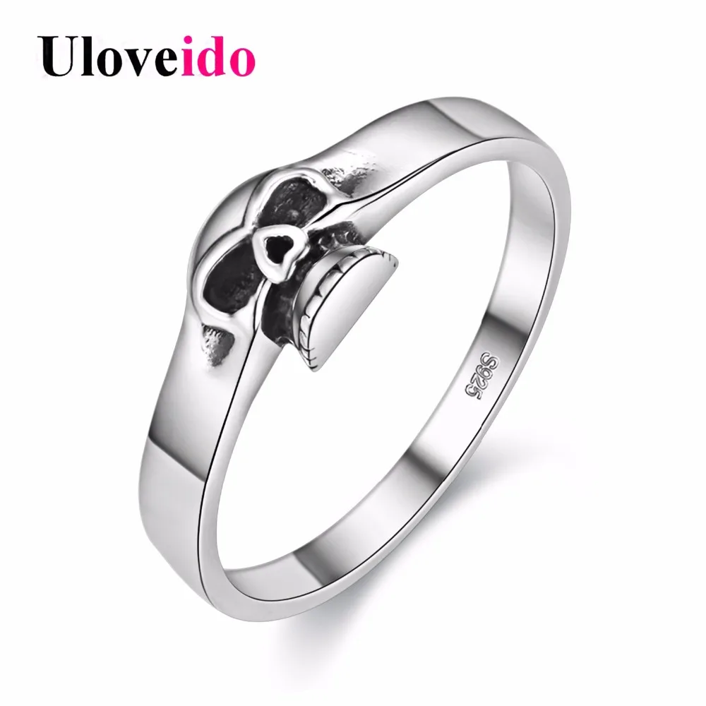 Uloveido Винтажное кольцо Скелет из стерлингового серебра 925 пробы кольца вечерние