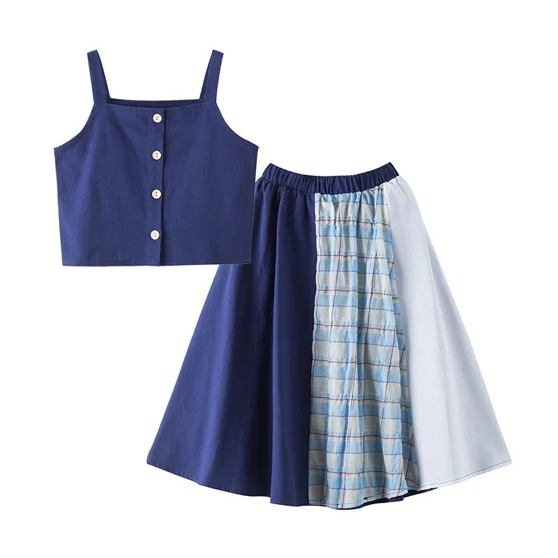 Fashion 2020 Teenage Girls Summer Clothing Sets Kids 2 Pcs Plaid Patchwork Skirts & Sleeveless Shirts Tops Clothes Children'set
Fashion 2020 Teenage Girls Summer Clothing Sets Kids 2 Pcs Plaid Patchwork Skirts & Sleeveless Shirts Tops Clothes Children'set