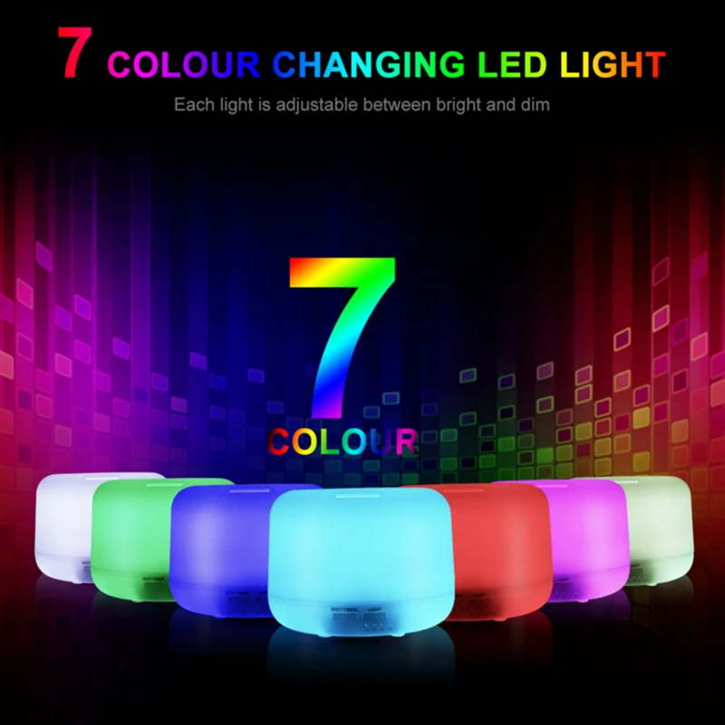 500ML Aromatherapy Essential Oil Diffuser Ultrasonic Air Humidifier with 4 Timer Settings 7 LED Color Changing Lamps, 10 Hours
500ML Aromatherapy Essential Oil Diffuser Ultrasonic Air Humidifier with 4 Timer Settings 7 LED Color Changing Lamps, 10 Hours