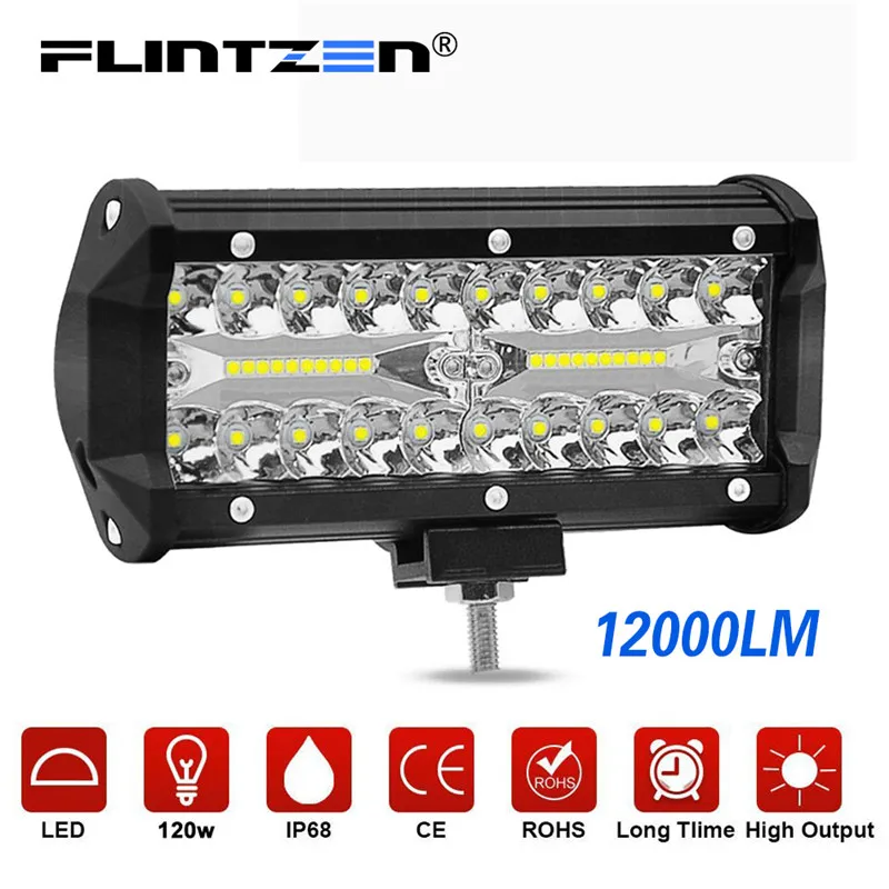 Flintzen 7inch 120w LED chip work light bar LED Bar for Offroad car 4WD Truck Tractor Boat Trailer motorcycle lighting DC9-30V
Flintzen 7inch 120w LED chip work light bar LED Bar for Offroad car 4WD Truck Tractor Boat Trailer motorcycle lighting DC9-30V
