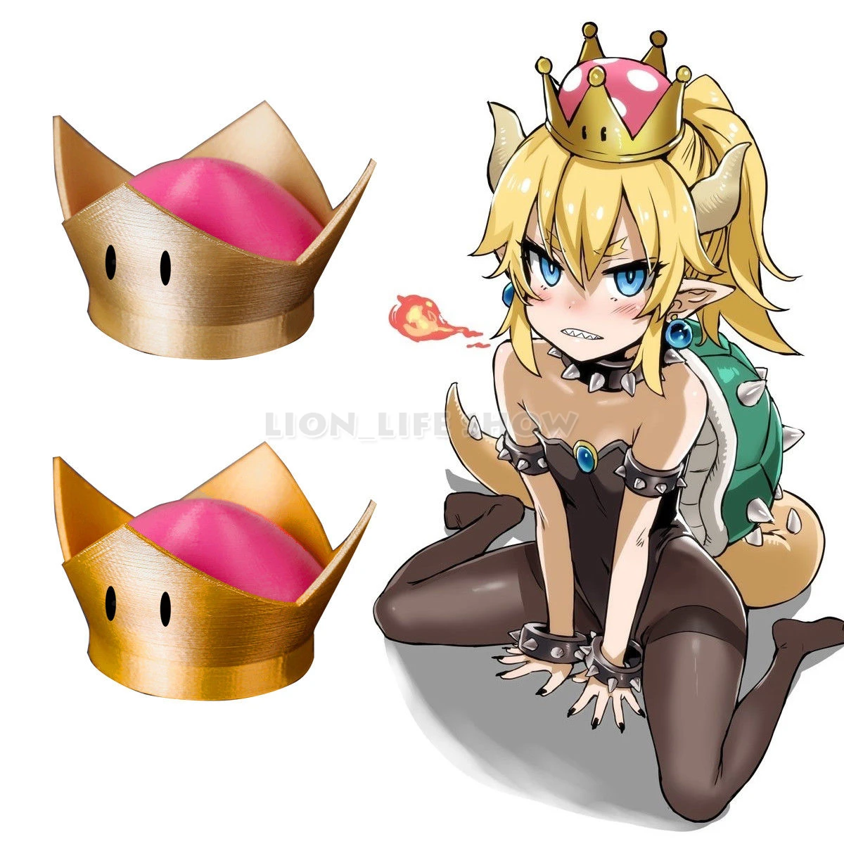 Bowsette принцесса Теплозаправщик персик Косплэй головной убор в виде короны