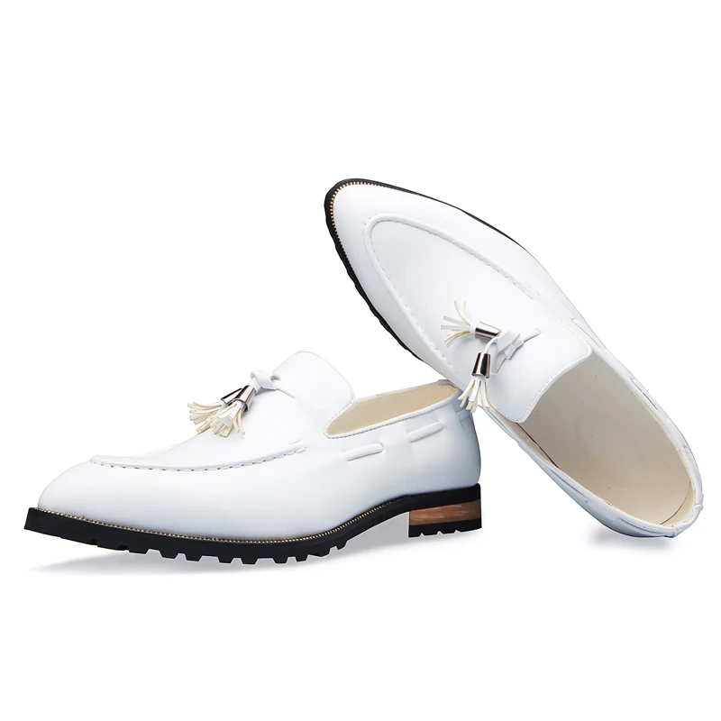Tassel Pointed Toe Leather Shoes Men Dress Shoes Slip On British Slip On Brown Black White
Tassel Pointed Toe Leather Shoes Men Dress Shoes Slip On British Slip On Brown Black White