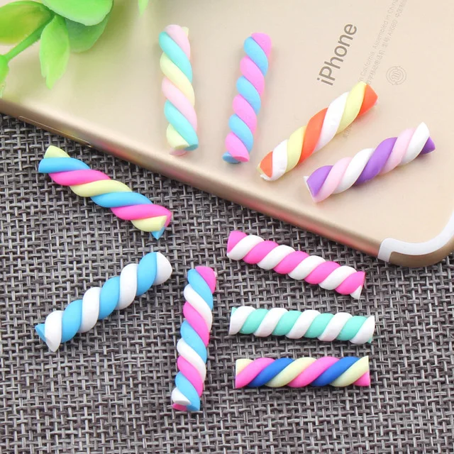 10pcs 18colors 25*5mm Kawaii Spiral Marshmallow Candy Polymer Clay Cabochons Flatback For DIY Phone Decoration
10pcs 18colors 25*5mm Kawaii Spiral Marshmallow Candy Polymer Clay Cabochons Flatback For DIY Phone Decoration