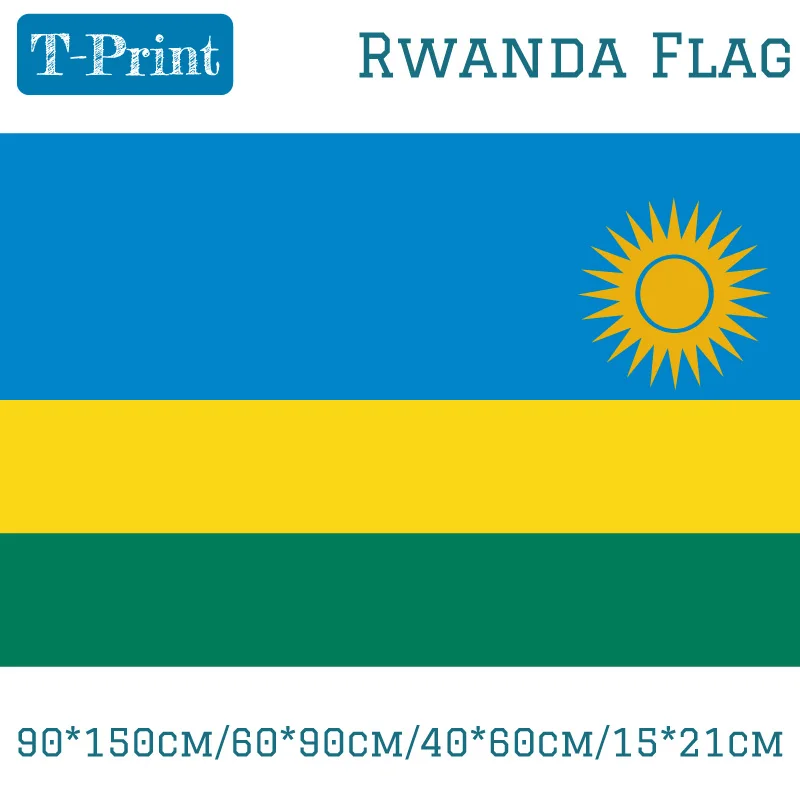 

90*150cm/60*90cm/40*60cm/15*21cm Flag Of Rwanda 3x5ft National Day / Sports meeting Gift Banner flag decoration