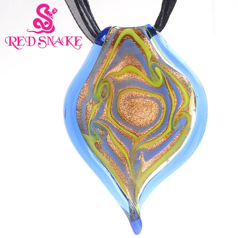 RED SNAKE Dark blue with light blue color Leaf Drop Abstract pattern Murano Glass Pendant Necklace
RED SNAKE Dark blue with light blue color Leaf Drop Abstract pattern Murano Glass Pendant Necklace