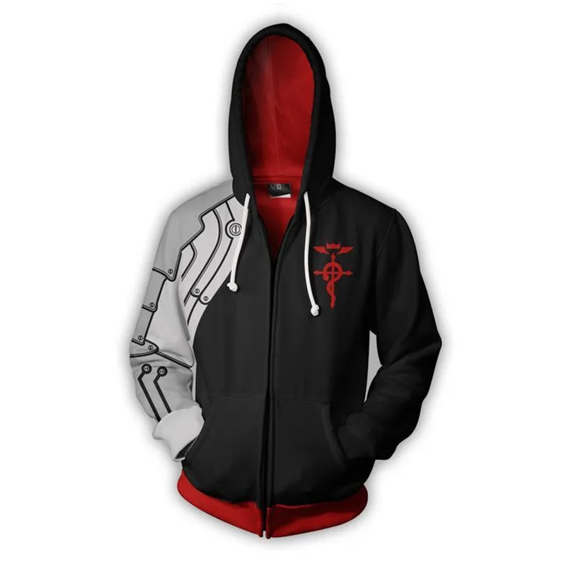 3D Print Fullmetal Alchemist Edward Elric Sweatshirts Hoodies Fashion Cosplay Zipper hooded Jacket
3D Print Fullmetal Alchemist Edward Elric Sweatshirts Hoodies Fashion Cosplay Zipper hooded Jacket