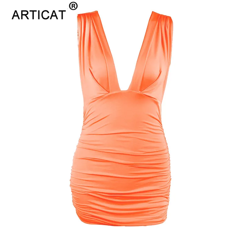 Articat Deep V Neck Sexy Bodycon Mini Dress Women Strap Backless Elastic Pleated Party Dresses Casual Slim Summer Dress Vestidos
Articat Deep V Neck Sexy Bodycon Mini Dress Women Strap Backless Elastic Pleated Party Dresses Casual Slim Summer Dress Vestidos