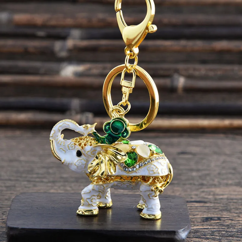 Эмалированный металлический брелок для ключей Lucky Elephant женский на кошелек сумка