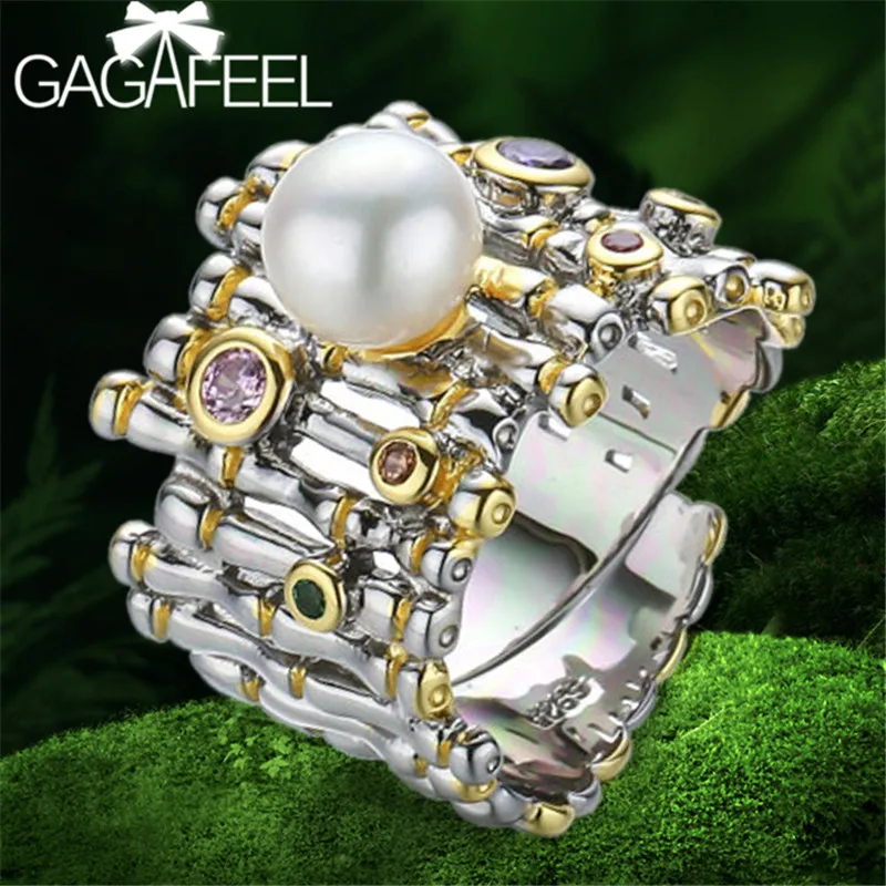 GAGAFEEL 925 Sterling Silver Baroque Pearl Ring Zircon Adjustable Women Rings with Natural Freshwater Pearl Jewelry
GAGAFEEL 925 Sterling Silver Baroque Pearl Ring Zircon Adjustable Women Rings with Natural Freshwater Pearl Jewelry