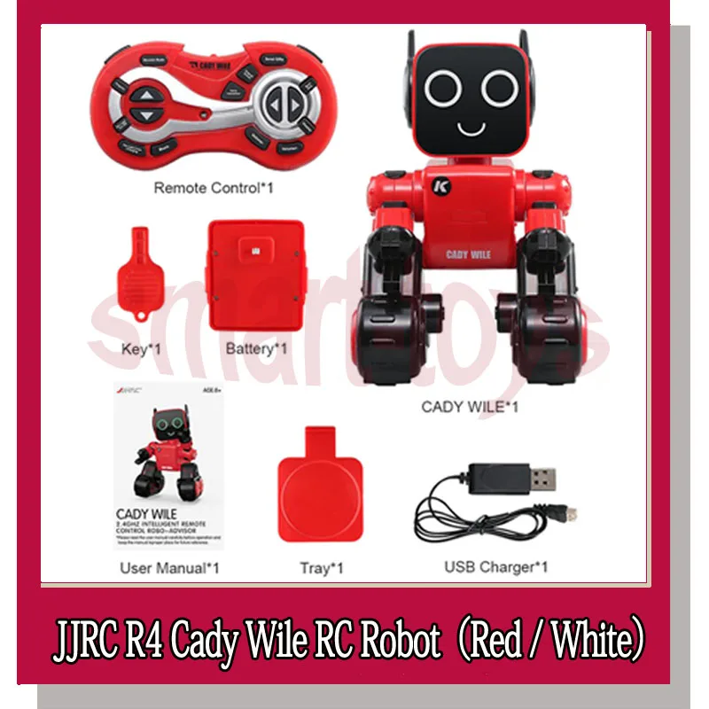 

JJRC R4 Robot CADY WILE Intelligent Remote Control Robot Adviser RC Toy Money Management White Red