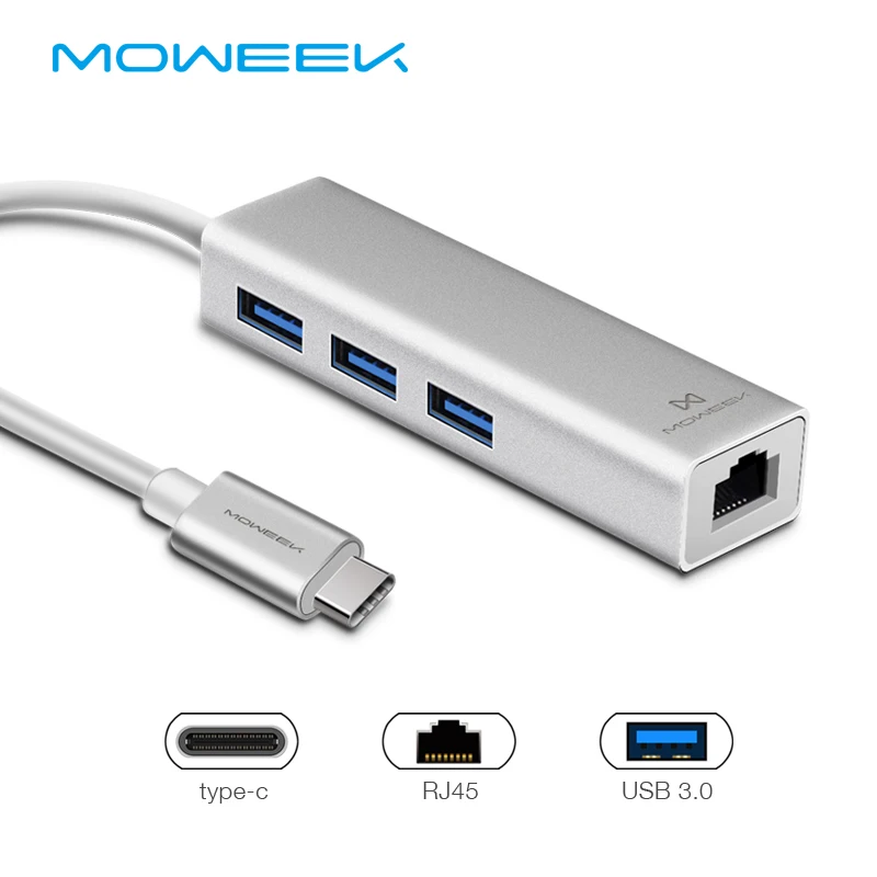 Moweek USB 3 0 концентратор type c для Ethernet сетевой адаптер 1000 Мбит/с RJ45 usb с портами