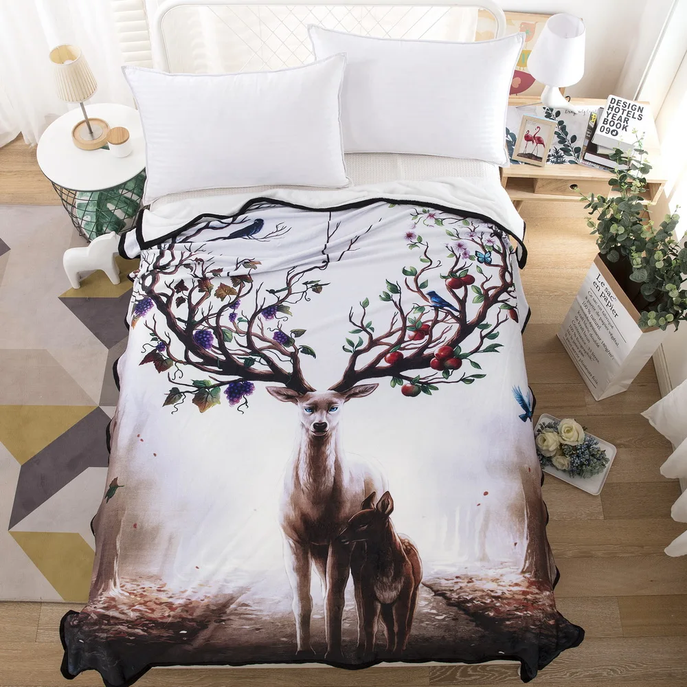 Cilected Elk Семейные печатные пледы одеяло для дивана кровать цветочный Moose животных