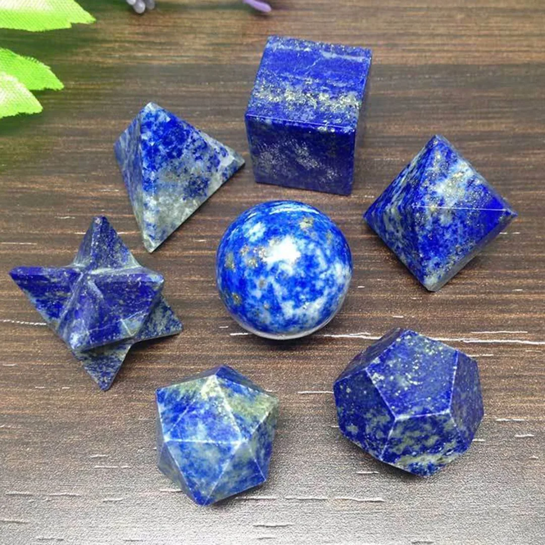 7pcs/set Blue Lapis Lazuli Platonic Solids Geometric Set Chakra Reiki Healing Crystal
7pcs/set Blue Lapis Lazuli Platonic Solids Geometric Set Chakra Reiki Healing Crystal
