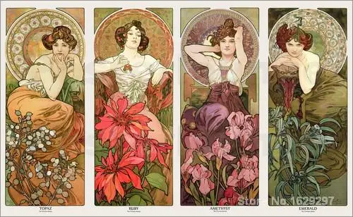 art for sale The precious stones and flowers by Alphonse Mucha canvas Handmade High quality
art for sale The precious stones and flowers by Alphonse Mucha canvas Handmade High quality