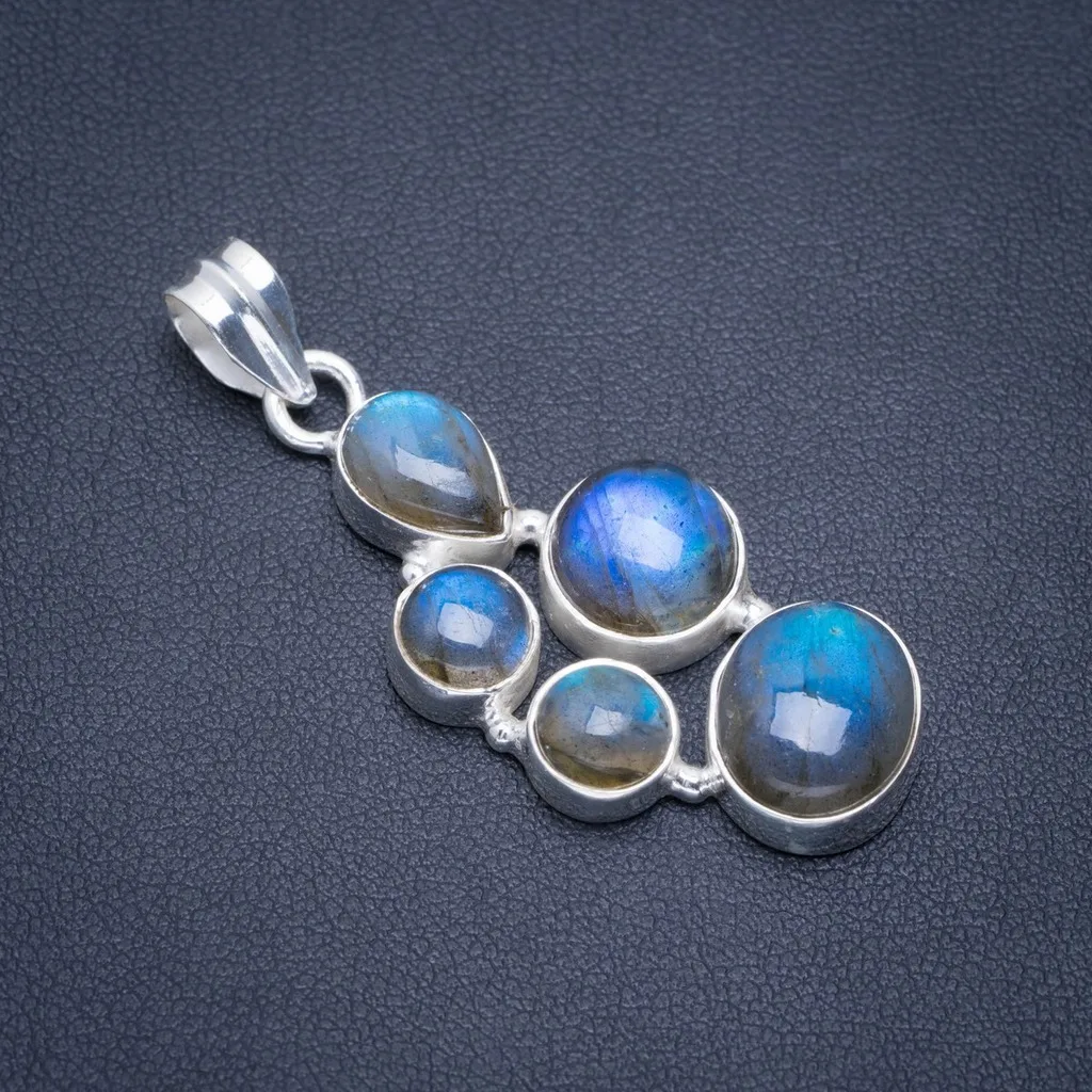 Natural Blue Fire Labradorite Handmade Unique 925 Sterling Silver Pendant 2" A1524
Natural Blue Fire Labradorite Handmade Unique 925 Sterling Silver Pendant 2" A1524