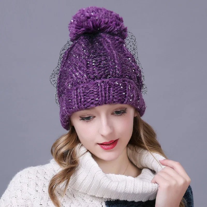 Girls Winter Warm Knitted Veil Hat Students Pompom Veil Hat Female Autumn Winter Ear Protection Hat Knitted Wool Cap B-8645
Girls Winter Warm Knitted Veil Hat Students Pompom Veil Hat Female Autumn Winter Ear Protection Hat Knitted Wool Cap B-8645