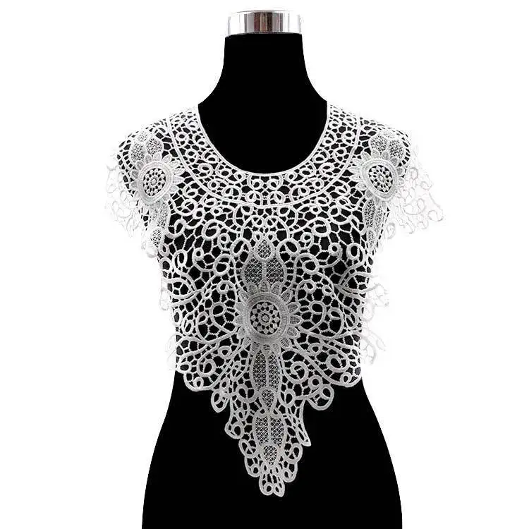 

Exquisite Hollow Lace Collar Trimmings Embroidery Sew Patch Applique Floral Lace Dress Guipure Embellishments DIY Sewing Supply