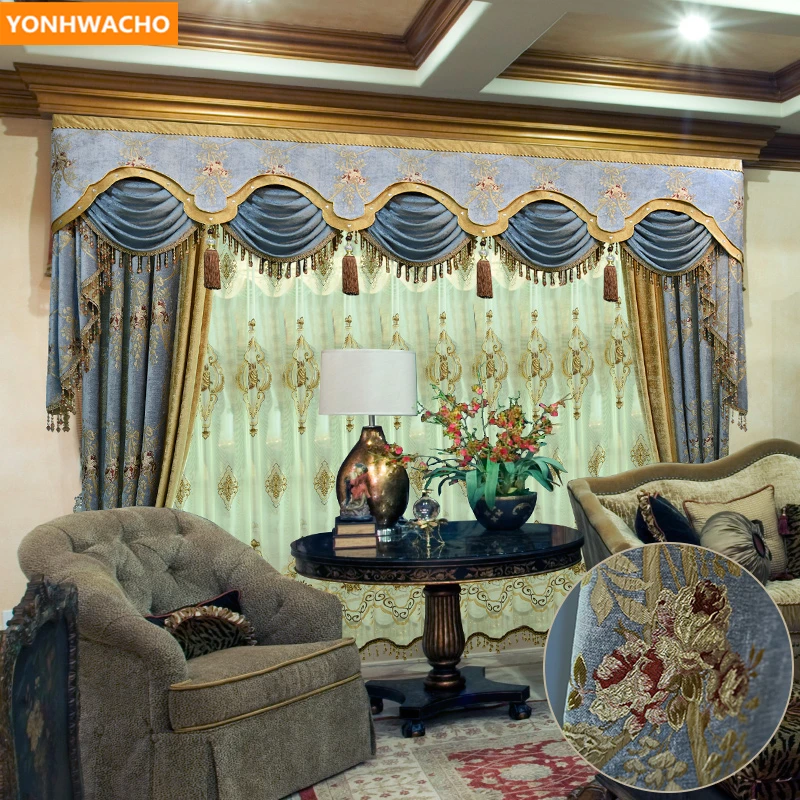 Custom curtains Chenille Jacquard Atmosphere Upscale Super High Villa American cloth blackout curtain tulle valance drapes N804
Custom curtains Chenille Jacquard Atmosphere Upscale Super High Villa American cloth blackout curtain tulle valance drapes N804