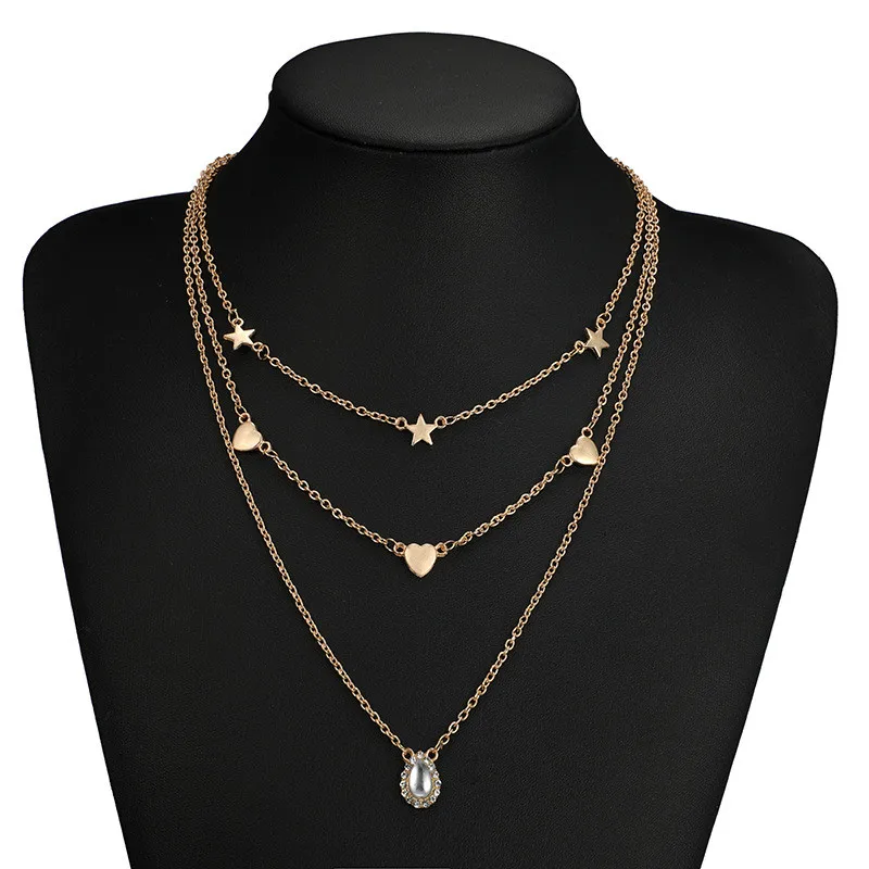 Beautiful Multi-Layer Star Heart Water Drop Pendant Necklace For Women Gold Color Mosaic Crystal Choker Wedding Gift
Beautiful Multi-Layer Star Heart Water Drop Pendant Necklace For Women Gold Color Mosaic Crystal Choker Wedding Gift