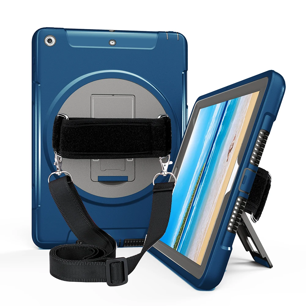 Case for ipad 9.7 inch 2017 2018 Heavy Duty Cover 360 Rotating Kickstand Handle Shoulder Strap Easy to Carry Protector FTL02 | Компьютеры