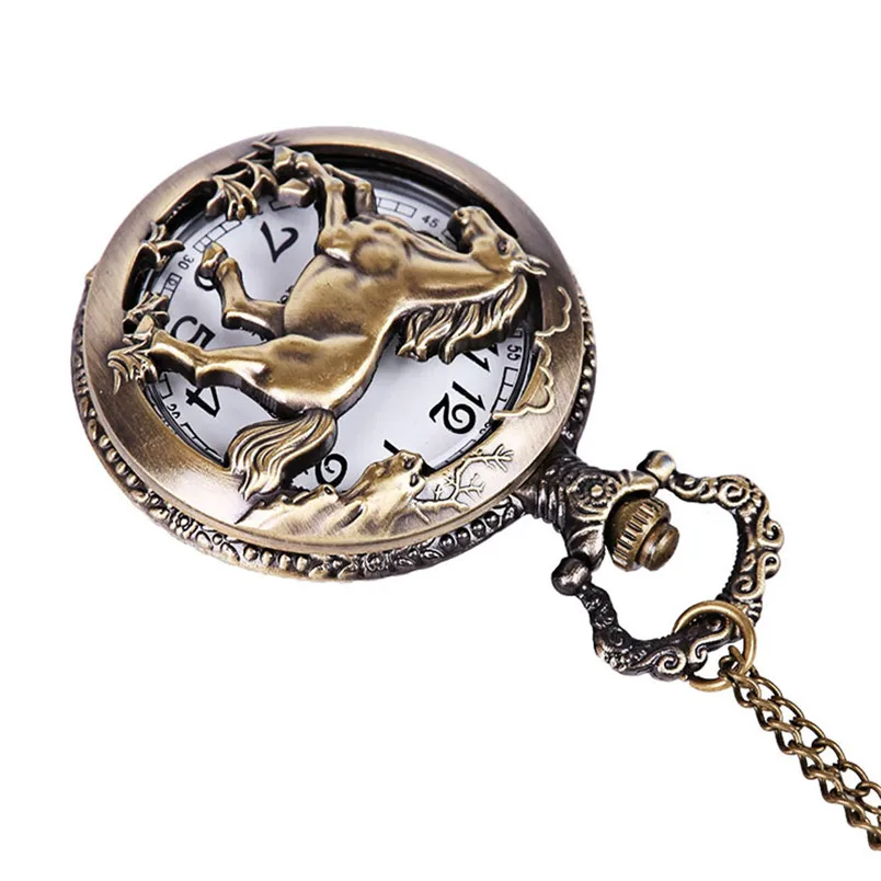Pocket Watch Horse Pattern Quartz Watch Vintage Chain Retro Pocket Watch with Necklace for Men Gift 
Pocket Watch Horse Pattern Quartz Watch Vintage Chain Retro Pocket Watch with Necklace for Men Gift