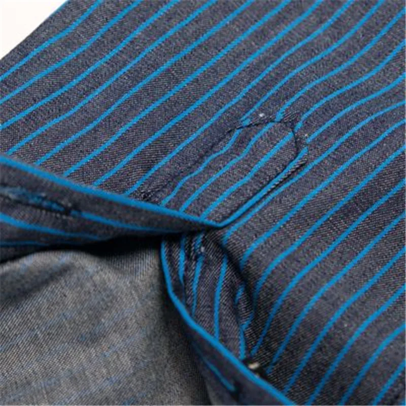 2020 Spring New Arrivals Striped Cowboy Long Sleeve European Style Big Size Mens Clothes Slim