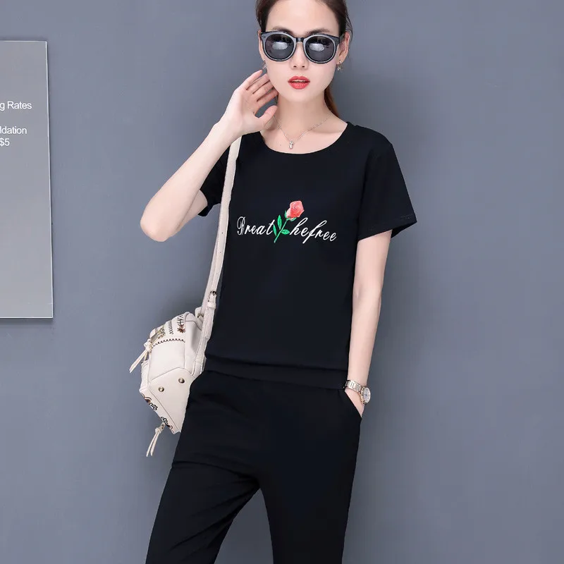 UHYTGF 4XL plus size 2 piece set women short sleeve top and pants summer two piece set Female Korean loose tracksuit Ladies 273
UHYTGF 4XL plus size 2 piece set women short sleeve top and pants summer two piece set Female Korean loose tracksuit Ladies 273