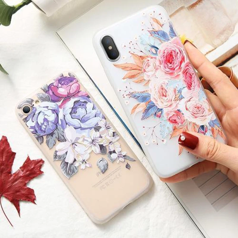 3D чехол с цветочным рисунком для apple iphone 6 6s 7 8 plus x xs силиконовая Мягкая задняя