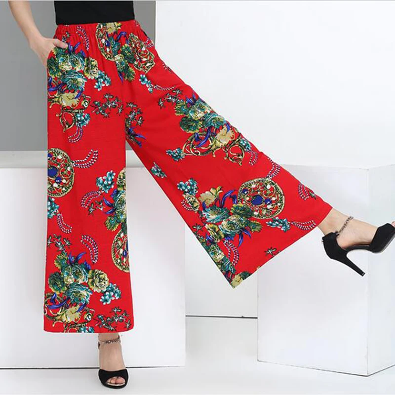 Mother Summer Casual Loose Pants Middle Aged Women Big Flower Print Wide-leg Trousers Cotton Hemp Long Pants LU85
Mother Summer Casual Loose Pants Middle Aged Women Big Flower Print Wide-leg Trousers Cotton Hemp Long Pants LU85