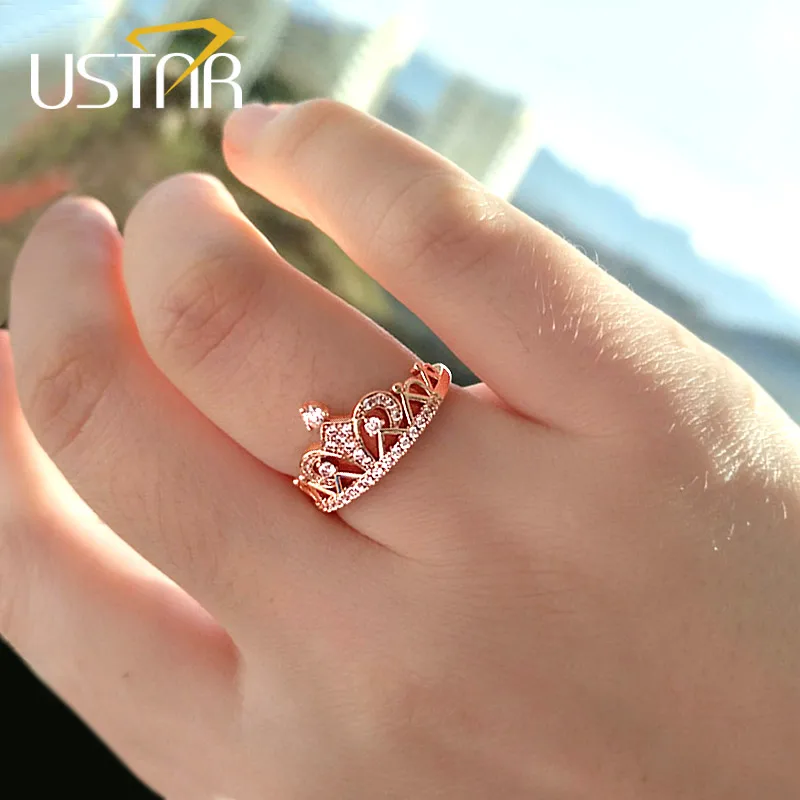 Женское кольцо в виде короны принцессы USTAR кольца с кубическим цирконием класса