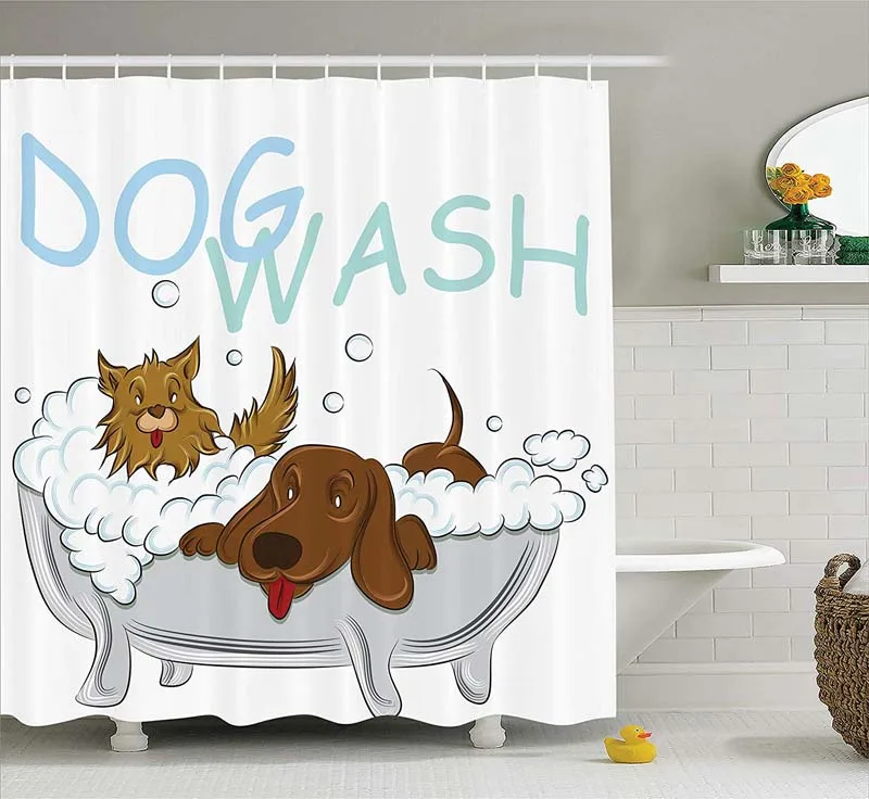 decor Collection, Playful Dogs Bathing in a Bathtub Bath Time Grooming Clean Pets Theme Illustration, Polyester Fabric Bathroom
decor Collection, Playful Dogs Bathing in a Bathtub Bath Time Grooming Clean Pets Theme Illustration, Polyester Fabric Bathroom
