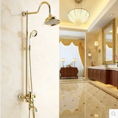 Golden Shower Set Europe Antique Brass Suit Hot and Cold 8 inch rainfall Bathroom Hardware Accessories AU8700
Golden Shower Set Europe Antique Brass Suit Hot and Cold 8 inch rainfall Bathroom Hardware Accessories AU8700