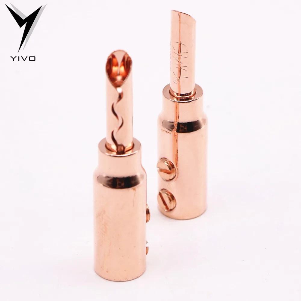 4 шт. Hi-end HiFi YIVO 0668-CU-R аудио чистая красная медная Посеребренная вилка типа банан
