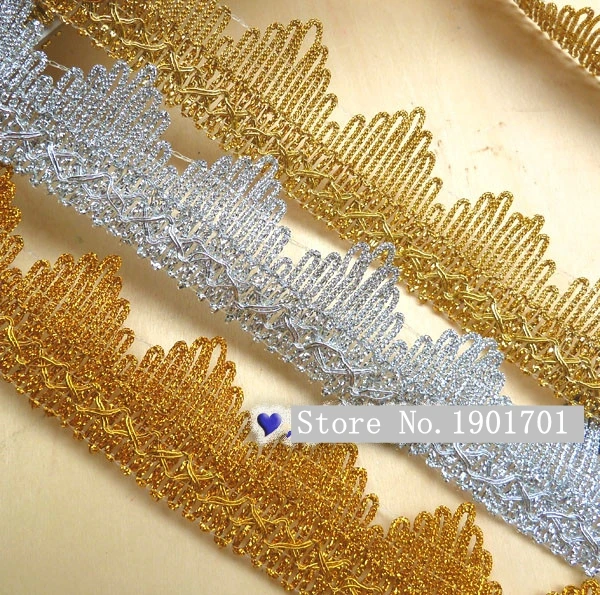 Wholesale Price 12Meters/lot silver golden color lace trim for DIY craft, party decoration curtain lace trim
Wholesale Price 12Meters/lot silver golden color lace trim for DIY craft, party decoration curtain lace trim