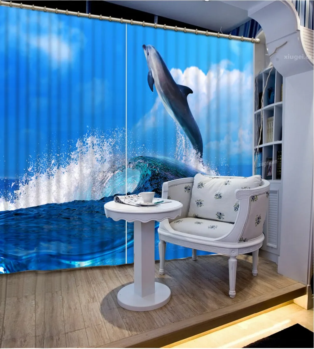 Photo Curtains Blackout Sheer Curtains For The Living Room Window Drapes dolphin palying Children's Curtain Blue
Photo Curtains Blackout Sheer Curtains For The Living Room Window Drapes dolphin palying Children's Curtain Blue